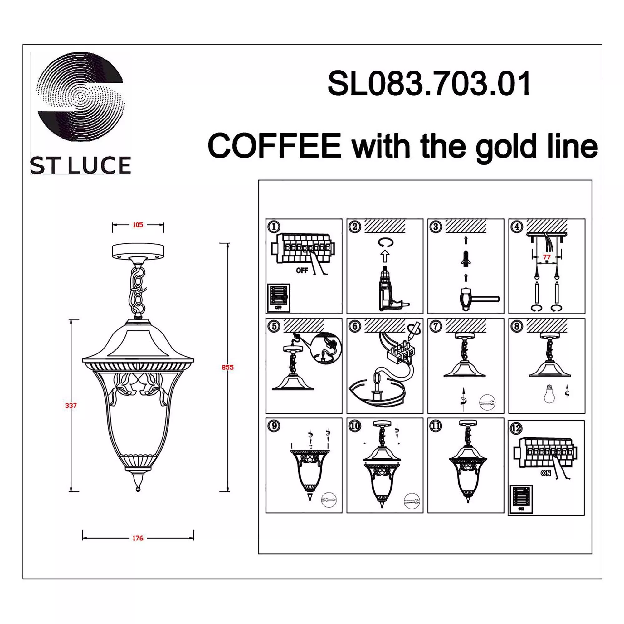 Уличный подвесной светильник ST LUCE CHIANI SL083.703.01