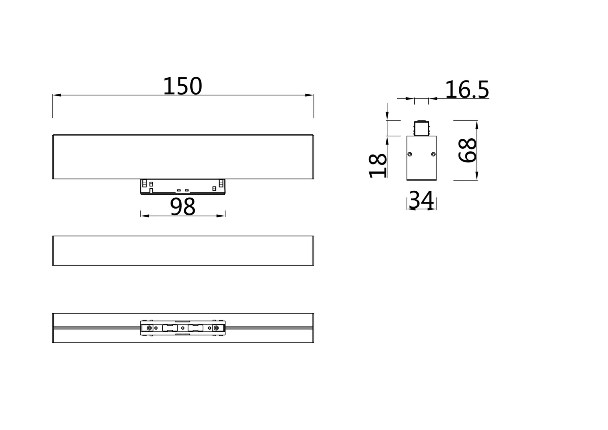 Светильник для магнитного шинопровода Maytoni Technical BASIS TR012-2-7W4K-B