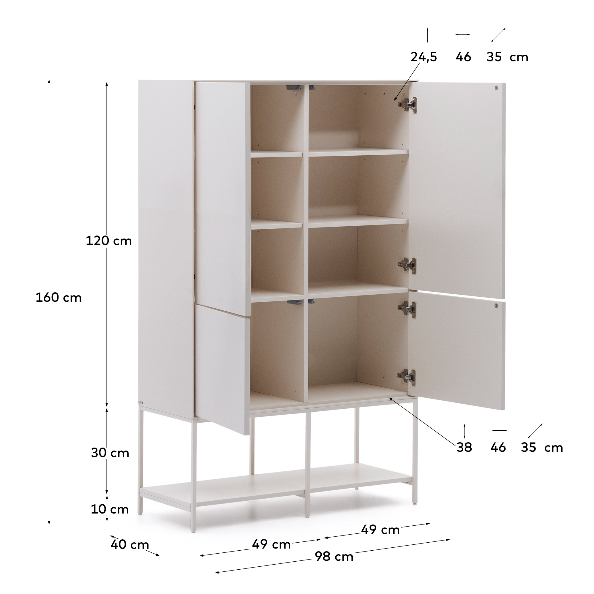 Белый буфет La Forma Vedrana 4 дверцы 97,5 x 160 см  178378