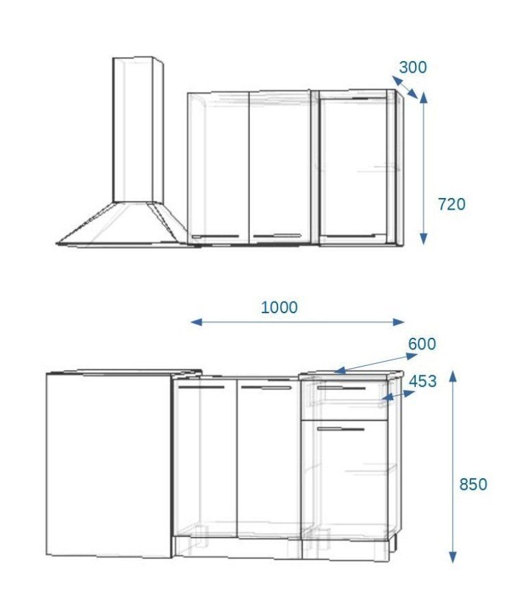 Кухонный гарнитур 2 Грецкий орех 1000