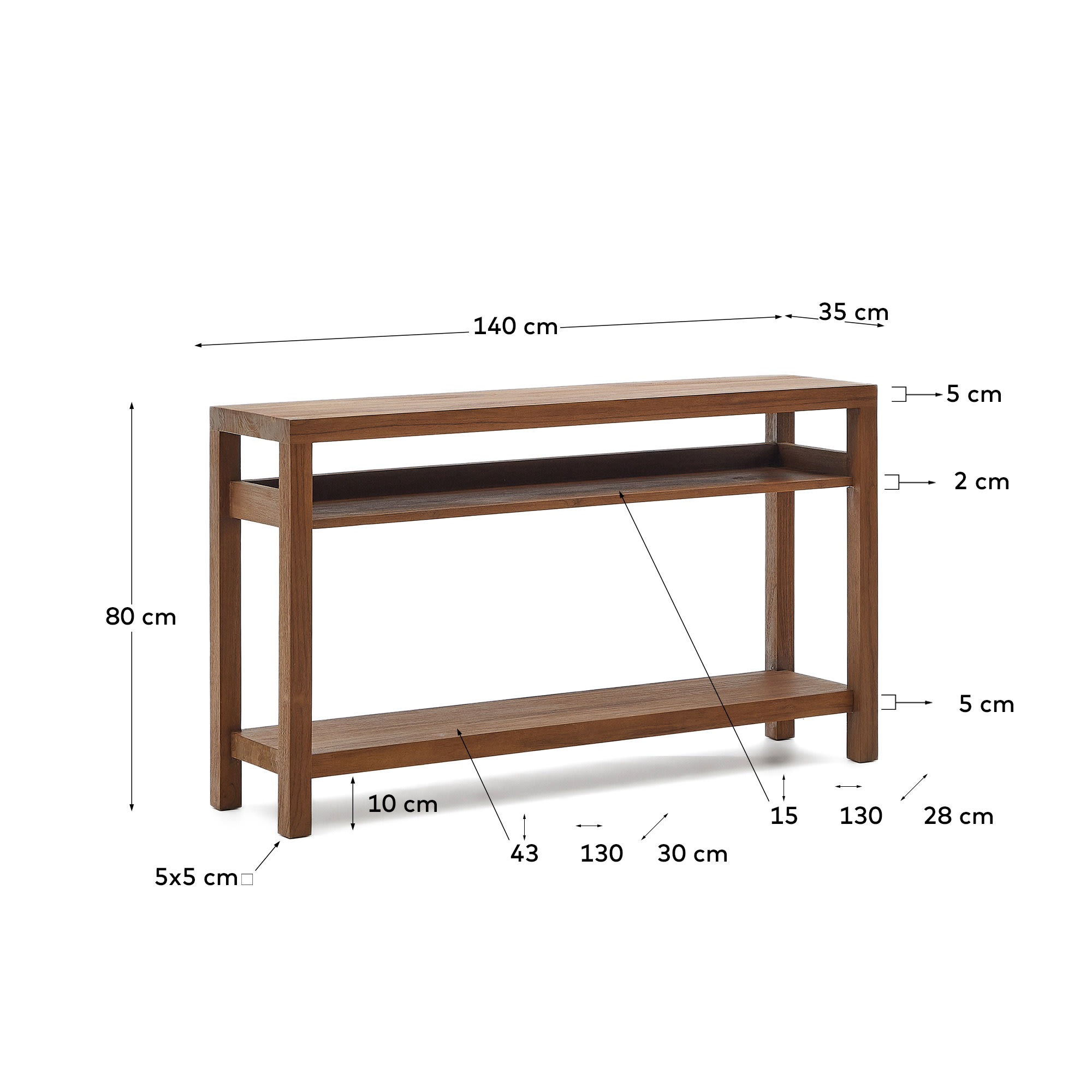 Консольный столик La forma Sashi из массива тикового дерева 140 x 80 см 191586