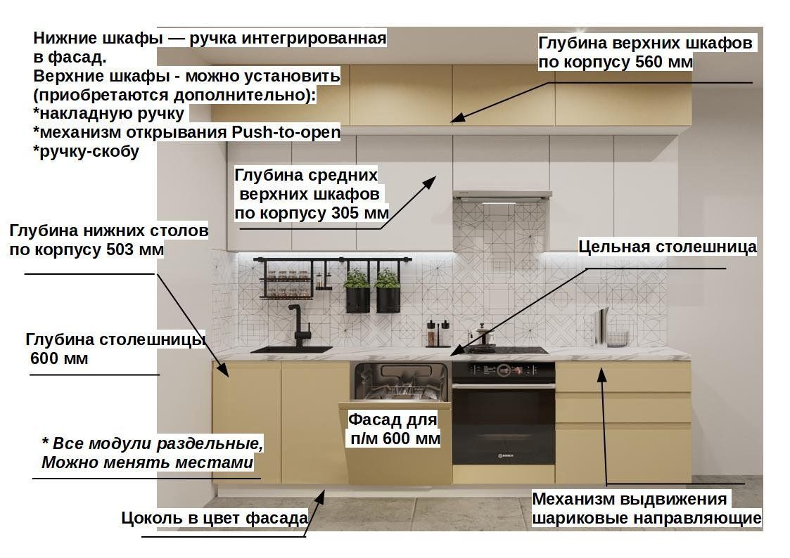 Кухонный гарнитур Стамбул / Тальк Лайн 2800 (арт.46)