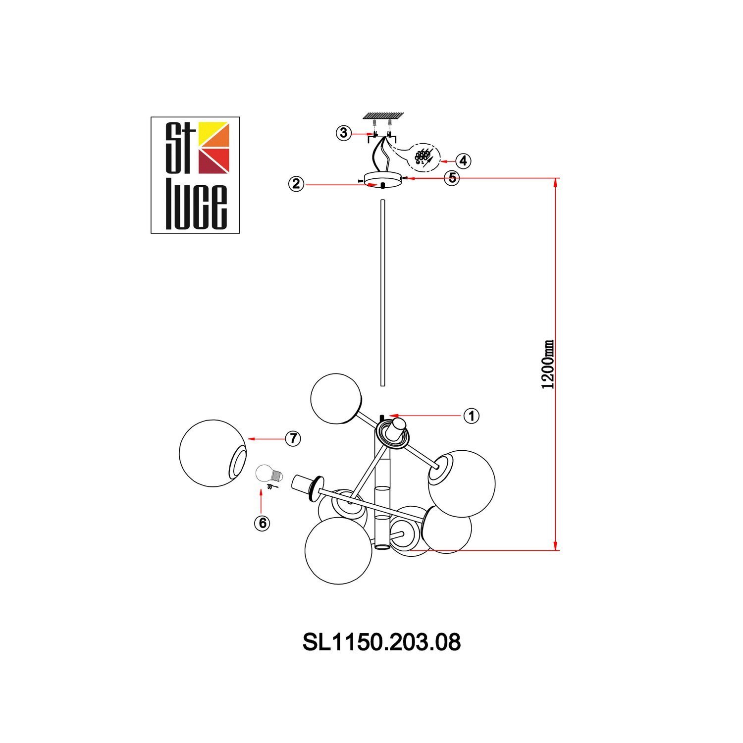 Люстра на штанге ST LUCE LIORA SL1150.203.08