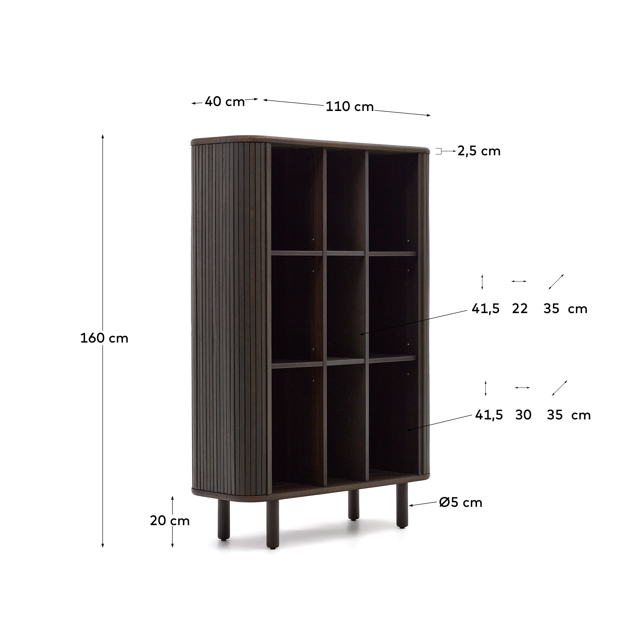 Буфет La Forma Mailen 2 дверцы шпон ясеня темная отделка 110 x 140 см 178204