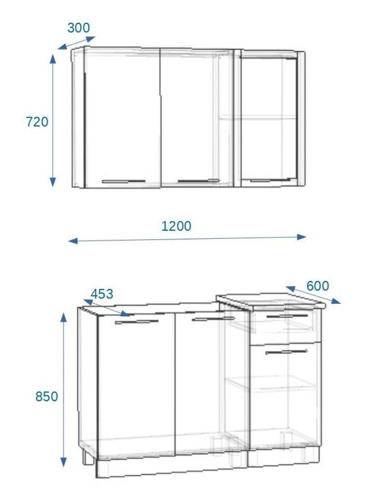 Кухонный гарнитур 3 Грецкий орех 1200