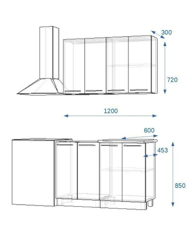 Кухонный гарнитур 1 Грецкий орех 1200