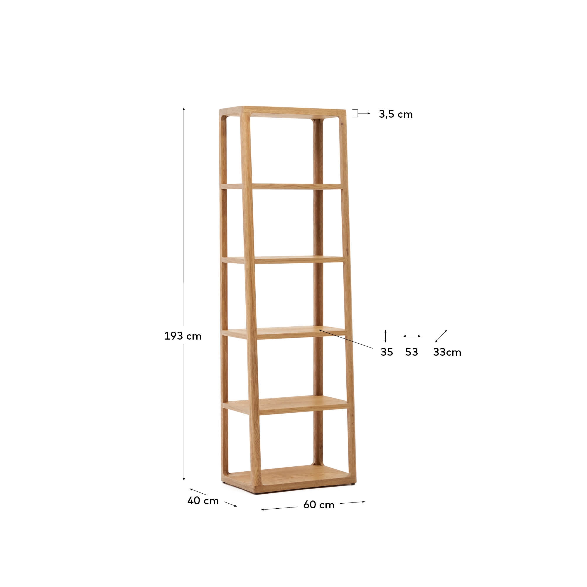 Стеллаж La Forma Maymai массив дуба 60 x 193 см 178260