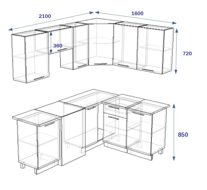 Проект угловой кухни с размерами