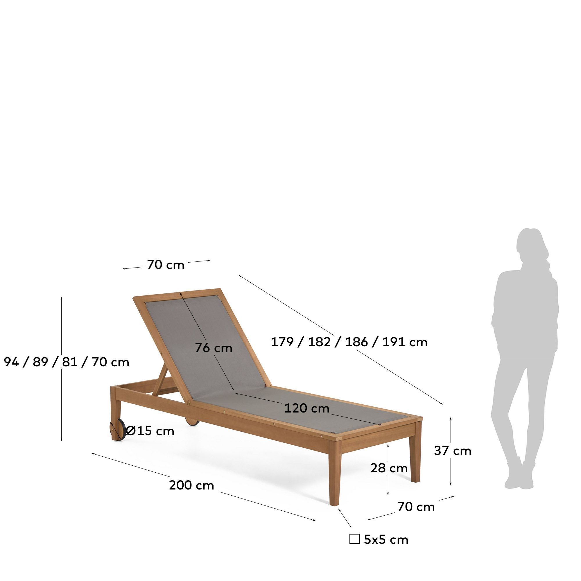 Шезлонг La Forma Caterin из эвкалипта зеленый