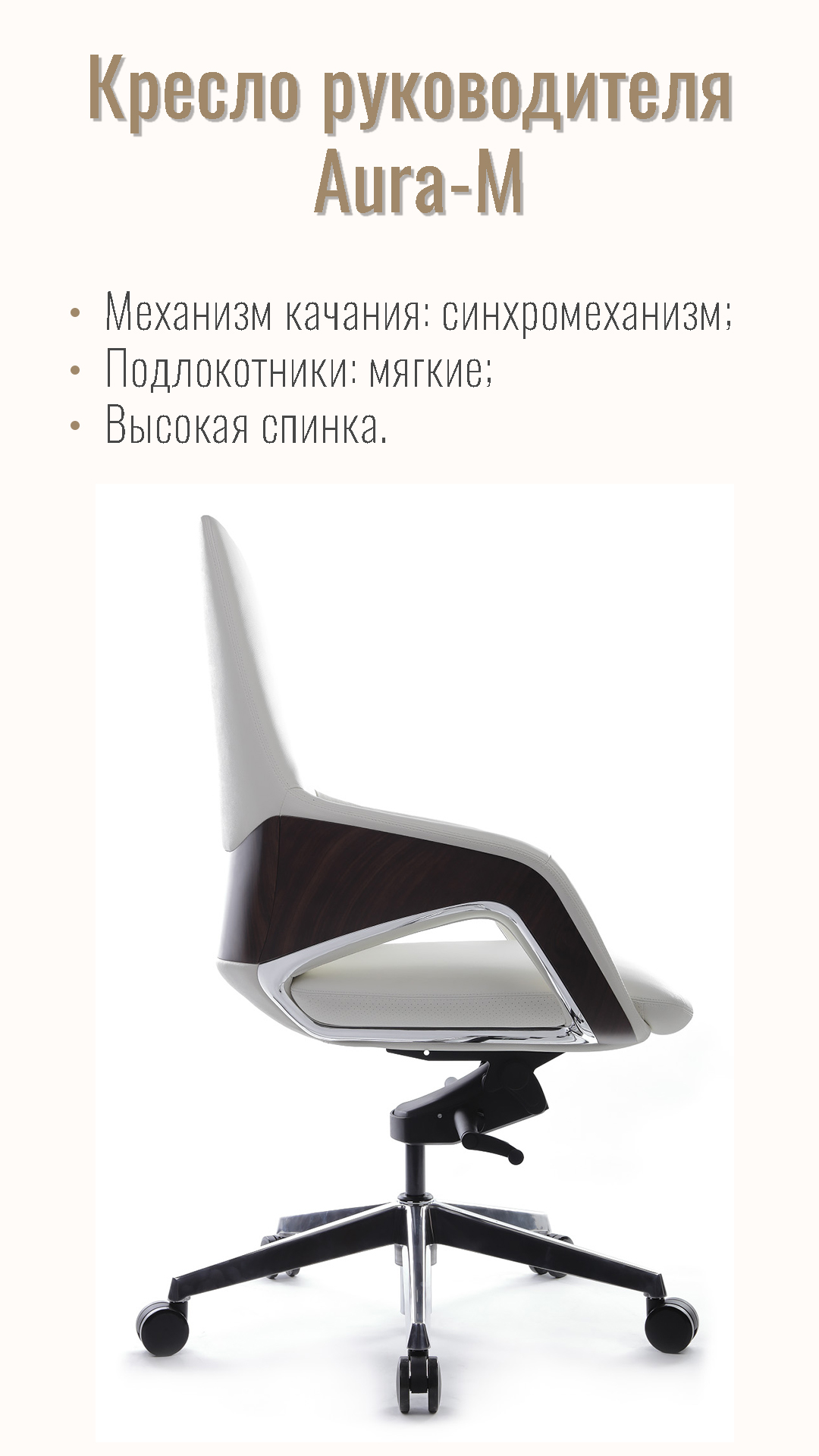 Кресло руководителя RV DESIGN Aura-M (FK005-В) белый