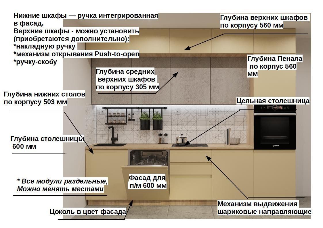 Кухонный гарнитур Стамбул / Бетон светлый Лайн 3000 до потолка (арт.55)