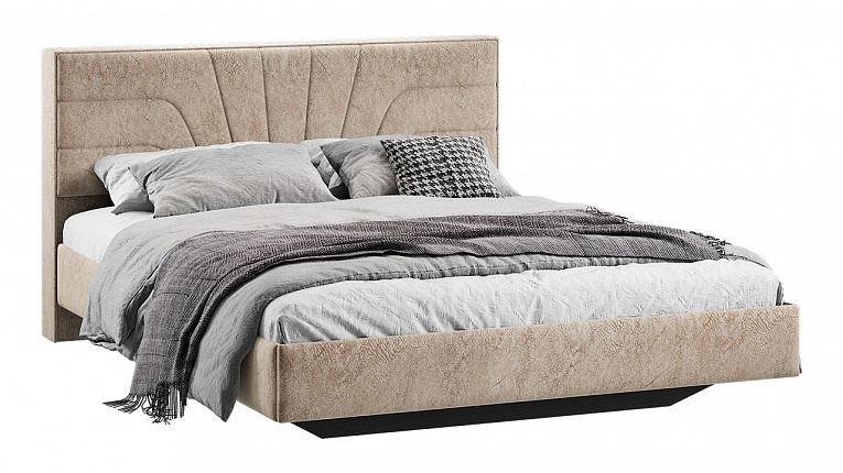 Кровать без подъемного механизма Пандора Трия Тип 1 Микровелюр Wellmart Dark Beige 1600x2000