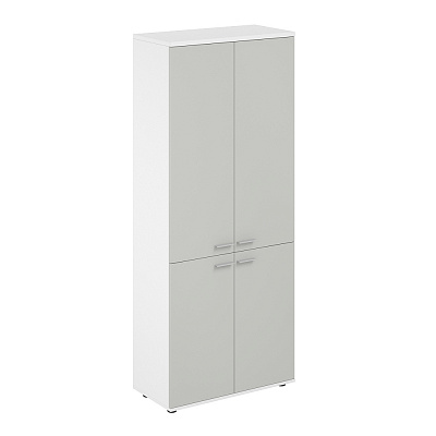 Шкаф высокий Norden Сигма 800х400х1955, 4-х дв, з.ст HDF SG.801.WH.SH.SH Белый Снег/Серый Бархат