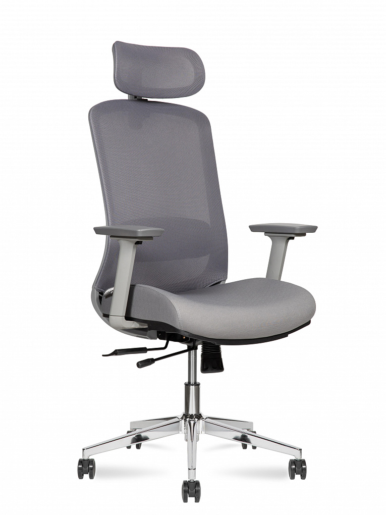 Кресло для персонала NORDEN Космо грэй / Cosmo grey 1233A G-GG Хром / Серый
