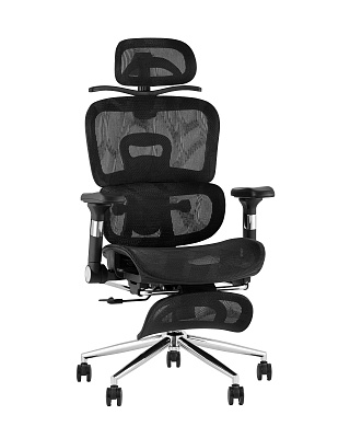 Кресло офисное TopChairs Stich с оттоманкой черный