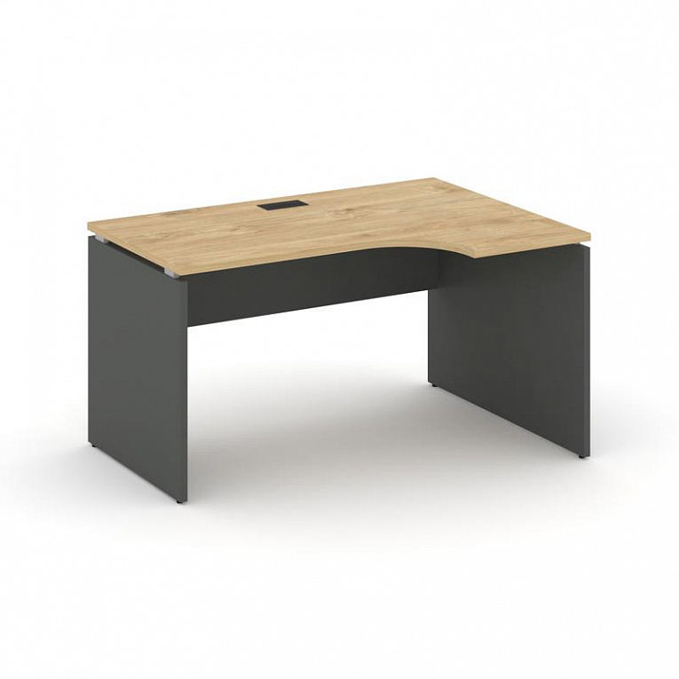 Стол эргономичный 1580*980 Рива Стайл Проджект (ЛДСП каркас) SN-D.SPA-022(R) Тиквуд Светлый / Антрацит NEW