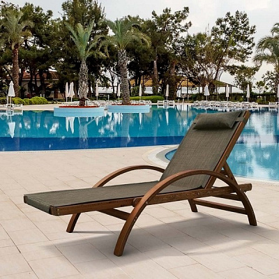 Шезлонг-лежак из сибирской лиственницы Afina Garden AFM-512B Olive Оливковый