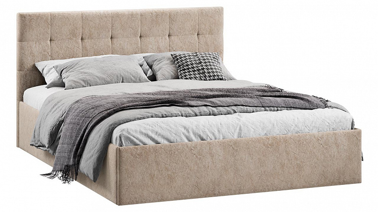 Кровать 140х200 Джоли ТриЯ микровелюр Wellmart Dark Beige
