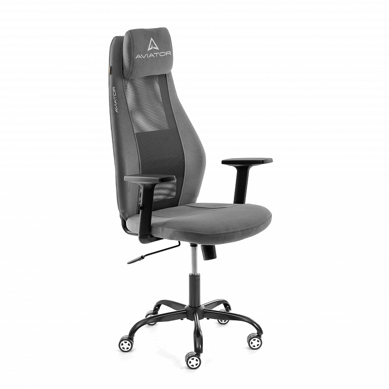 Кресло компьютерное AVIATOR / АВИАТОР PLT metalBL флок Серый